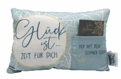 Hergo Geschenk-Kissen Mit Tasche 30x20cm - 1933 Glück Ist... Zeit Für Dich