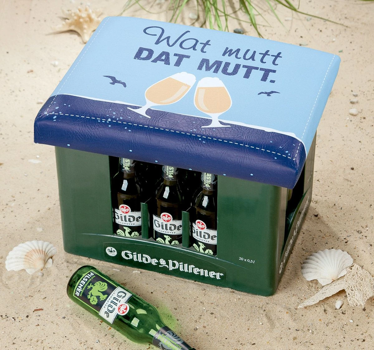 Gilde 42980 Bierkasten Sitzkissen "Wat Mutt" 44x34cm Sitzpolster Blau 1 Gilde 42980 Bierkasten Sitzkissen "Wat Mutt" 44x34cm Sitzpolster Blau