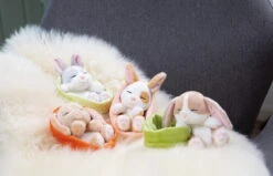 Nici 48708 Sleeping Pets Bunnies Hase Karamell 12cm Schlafend Im Körbchen Peach -Nici Günstiges Plüsch Geschäft 48706 10 48707 48708 48709 Milieu 2048x1318