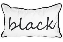 Gilde Stoffkissen "Black" Auf Weißem Grund Ca. 48x27cm Casablanca Design