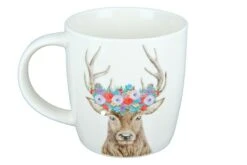 Gilde 49996 Porzellan Tasse "Hirsch Mit Blumenkranz" Ca. 380ml
