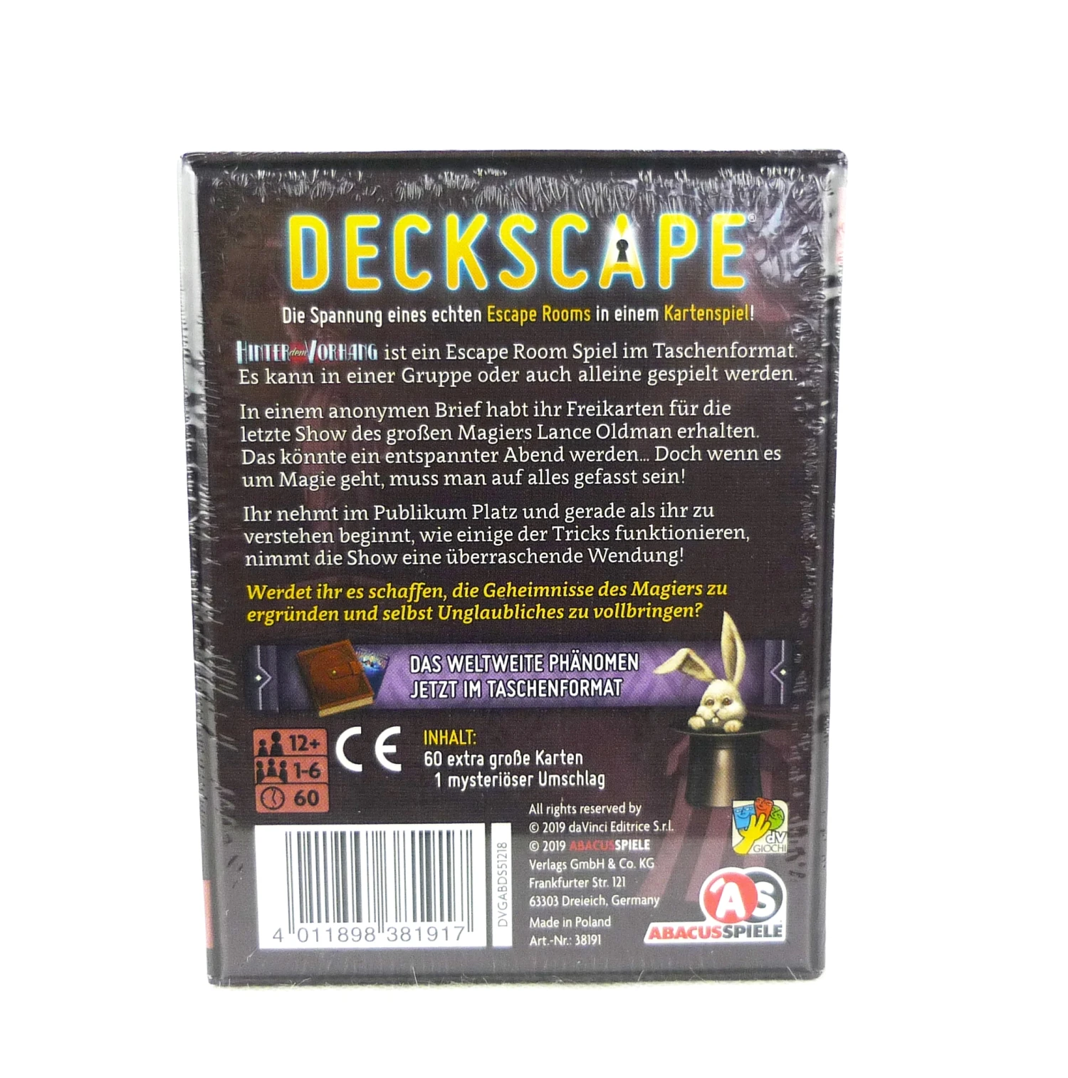 Deckscape - Escape Room Im Taschenformat - Hinter Dem Vorhang 2 Deckscape - Escape Room Im Taschenformat - Hinter Dem Vorhang – Bild 2
